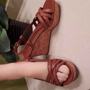 Ralph Lauren brown sandals with cork wedges